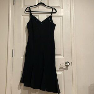 Women_s Black Beaded Slip Dress
